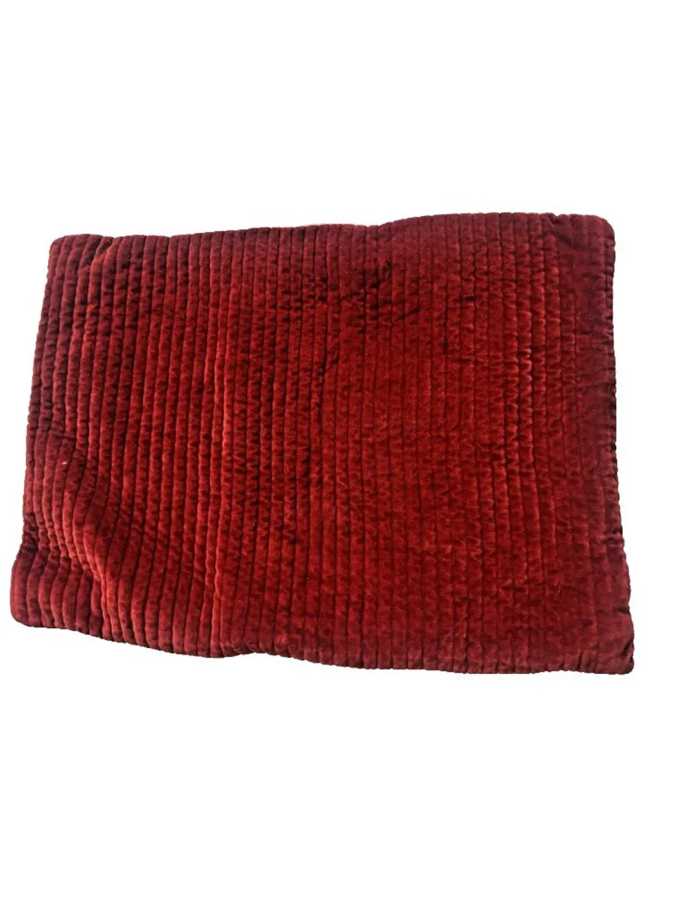 Pottery Barn Everywhere Velvet Pillow Cover 14 x 20 ~ Red Quilted